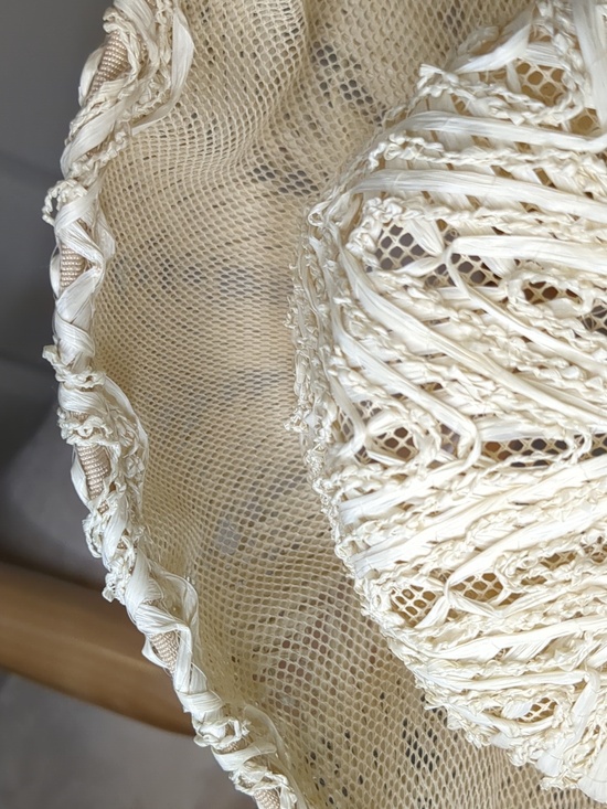 Vintage 50s Clover Lane Ivory Straw Sailor Hat Grosgrain Bow Kentucky Derby SZ S main image 5